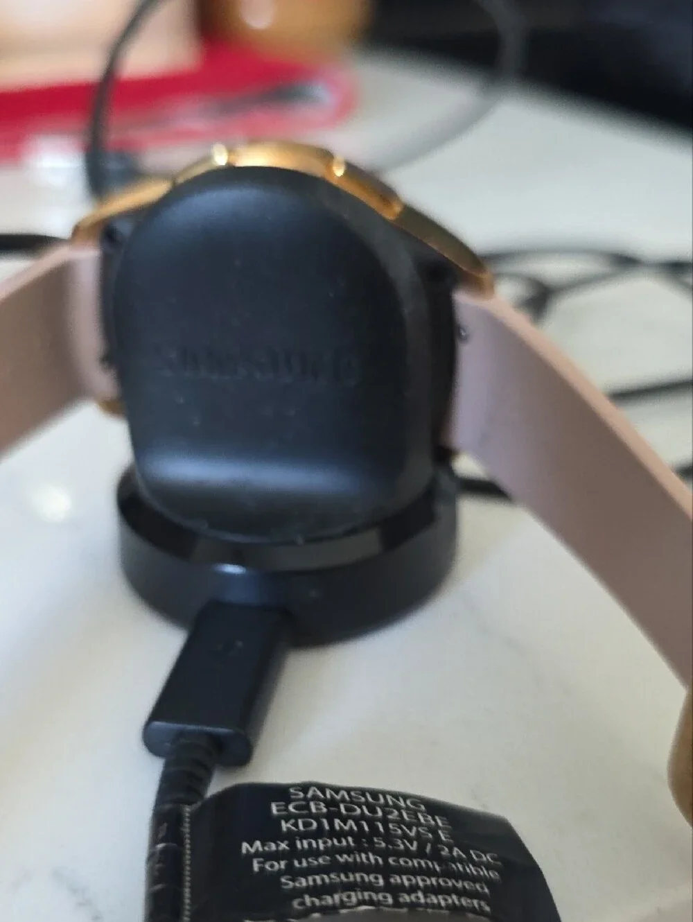 Samsung Gold Smartwatch with Blush Pink Band